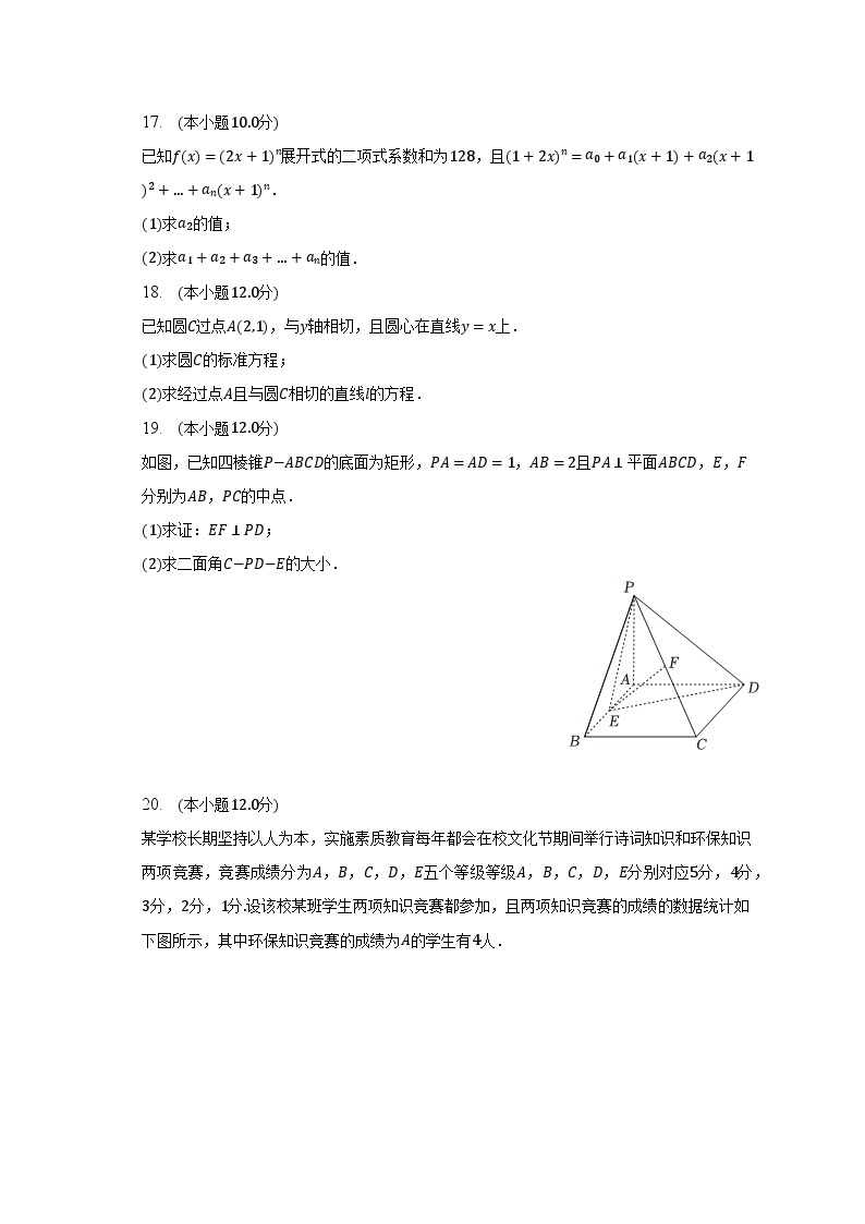 2022-2023学年河南省商丘第一高级中学高二（下）月考数学试卷（3月份）（含解析）03