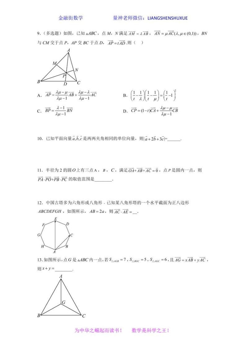 2022-2023学年高一数学学科素养能力培优强基试题精选专练 第2讲 平面向量及解析03