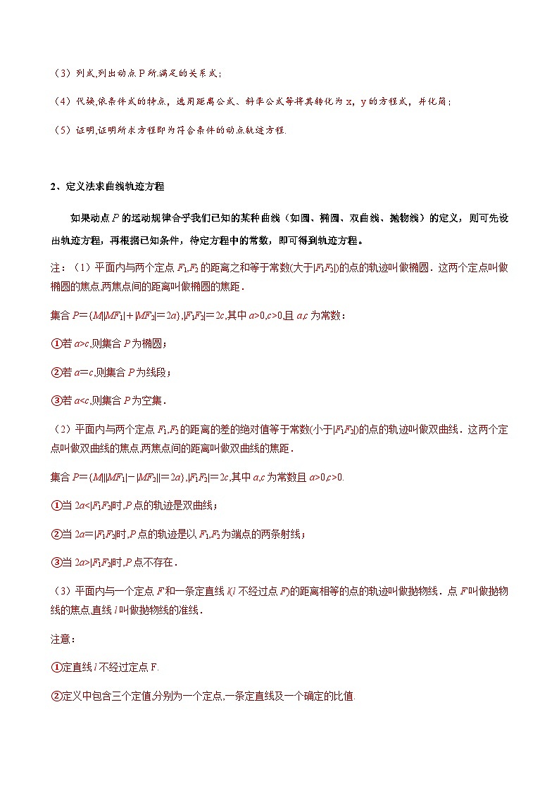 拓展二 圆锥曲线的轨迹问题 -2023-2024学年高二数学同步精品讲义(人教A版2019选择性必修第一册)(原卷版)第2页