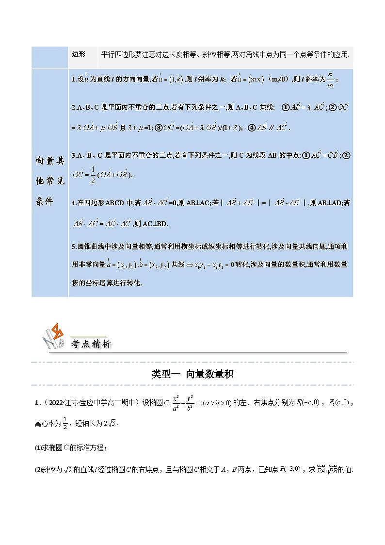 拓展四 圆锥曲线的向量问题 -2023-2024学年高二数学同步精品讲义(人教A版2019选择性必修第一册)(解析版)第3页