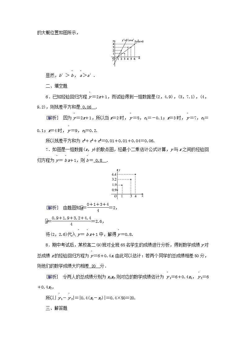 新教材2023年高中数学第八章成对数据的统计分析8.2一元线性回归模型及其应用素养作业新人教A版选择性必修第三册第3页