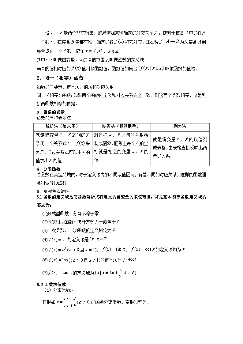 第01讲函数的概念及其表示（讲义）-【满分之路】2024年高考数学一轮复习高频考点逐级突破（2024新教材新高考）02