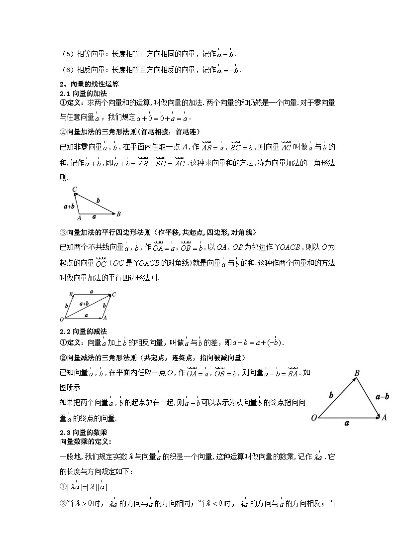 第01讲 平面向量的概念及其线性运算 (讲义）-【满分之路】2024年高考数学一轮复习高频考点逐级突破（2024新教材新高考）02