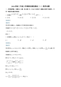 精品解析：江苏省徐州市沛县2023-2024学年高三上学期期初模拟测试(一)数学试题（解析版）