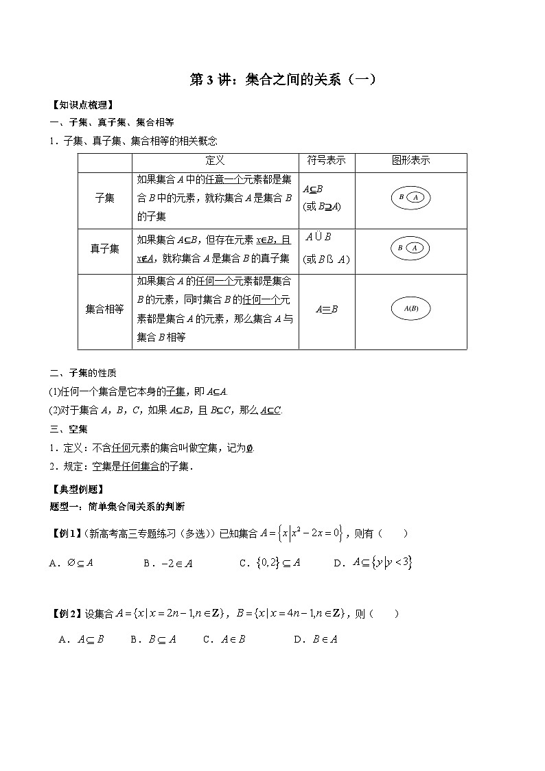第3讲集合之间的关系(原卷版)第1页