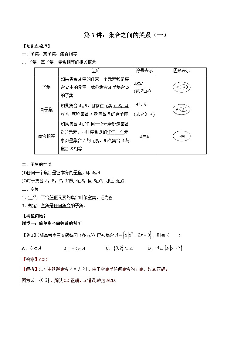 第3讲集合之间的关系(解析版)第1页