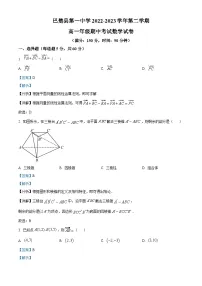 新疆维吾尔自治区喀什地区巴楚县第一中学2022-2023学年高一下学期期中数学试题(解析版)