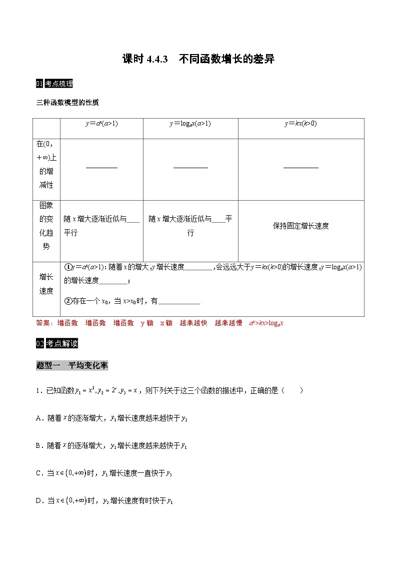 【同步学案】高中数学人教A版(2019)必修第一册--课时4.4 对数函数 学案 3课时（Word版含答案）01