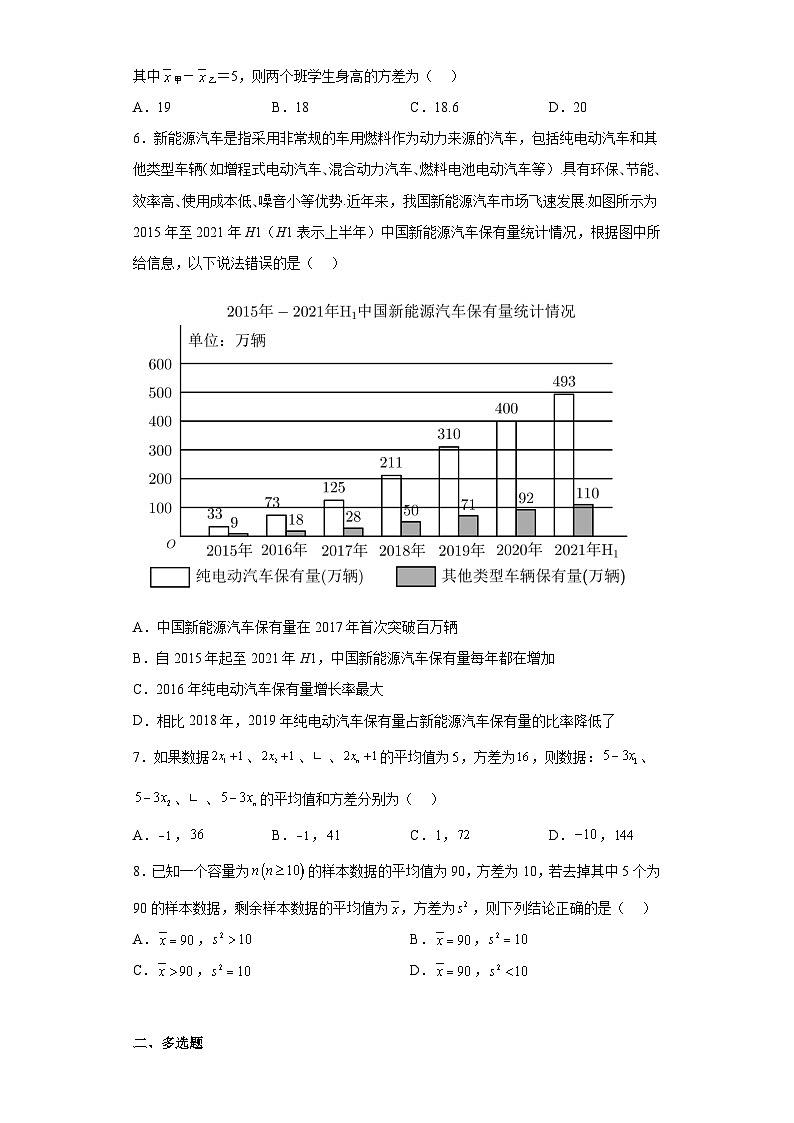 【同步讲义】(人教A版2019)高中数学必修二:第九章 统计单元测试(强化卷)02