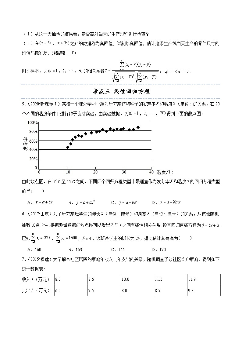 【同步讲义】(人教A版2019)高中数学选修第三册:拓展一:近八年统计案例高考真题分类汇编 讲义03