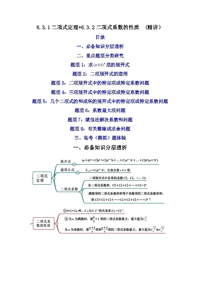 6.3.1二项式定理+6.3.2二项式系数的性质(精讲)(原卷版)第1页