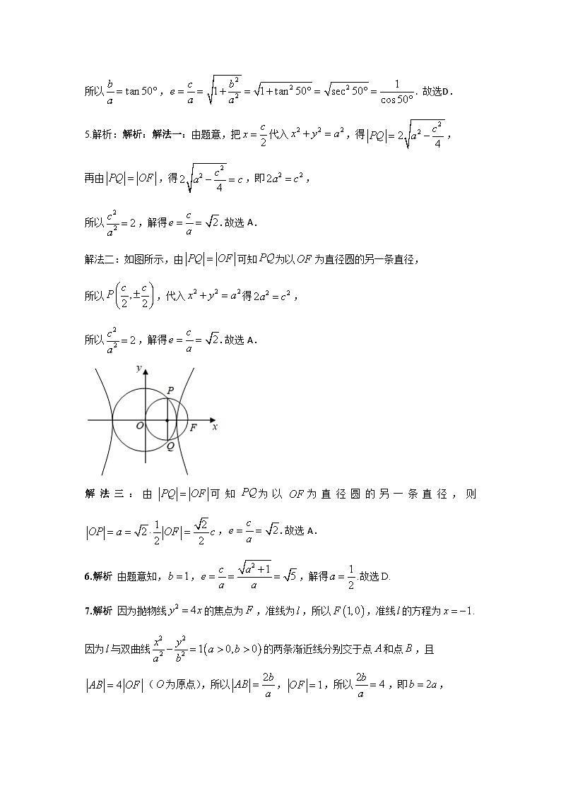 2024届高考数学第一轮复习:文科数学2010-2019高考真题分类训练之专题九 解析几何第二十六讲 双曲线答案第2页