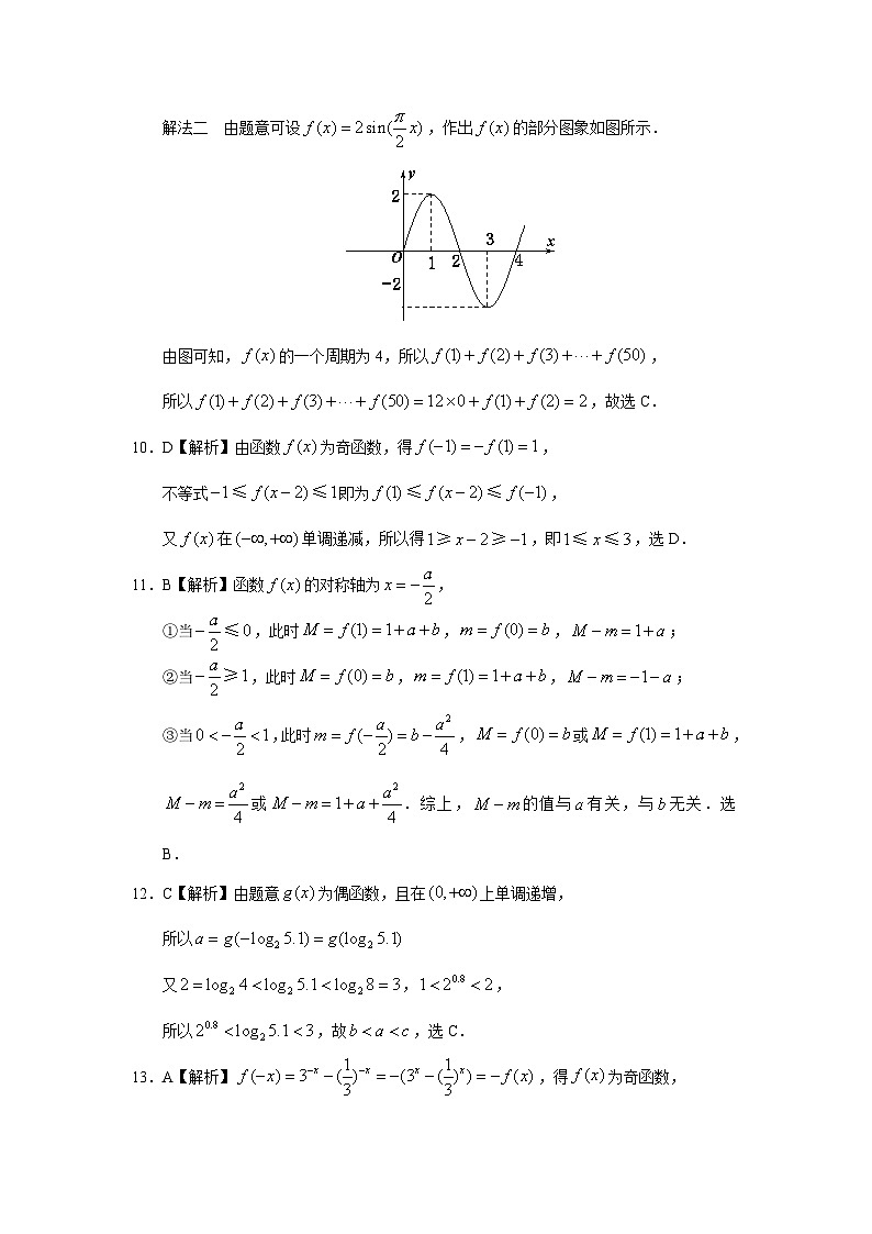 2024届高考第一轮复习:理科数学2010-2018高考真题分类训练之专题二 函数概念与基本初等函数 第三讲函数的概念和性质答案03