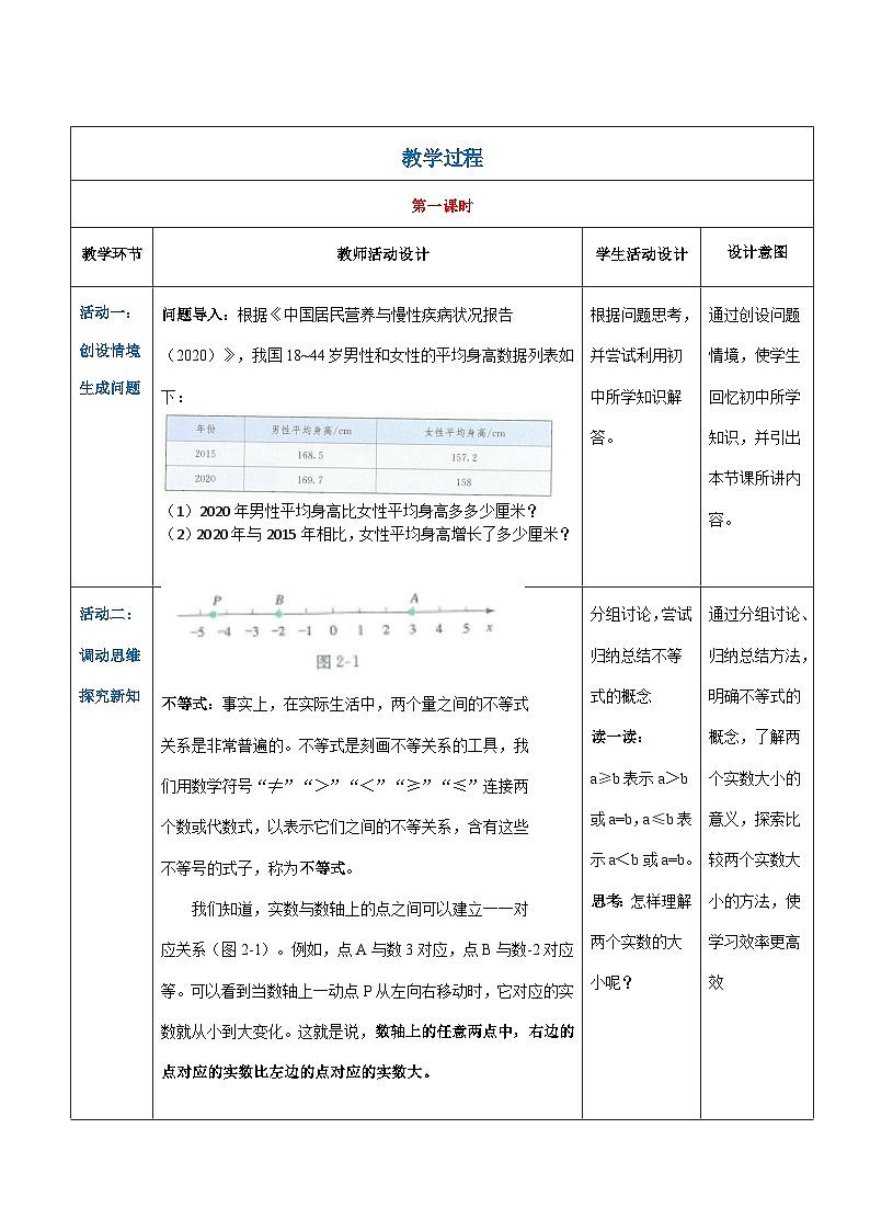 【中职专用】高中数学 人教版2021·基础模块上册 2.1.1实数的大小(教案)02
