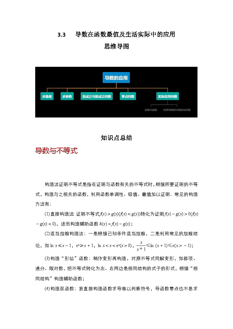 2024高考数学第一轮复习:专题3.3 导数在函数最值及生活实际中的应用(解析版)第1页