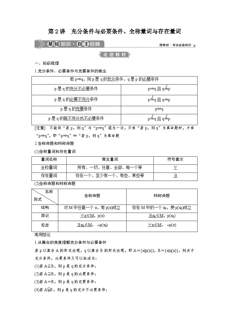 (新高考)高考数学一轮复习讲练测 第1章 第2讲 充分条件与必要条件、全称量词与存在量词 (教师版)第1页