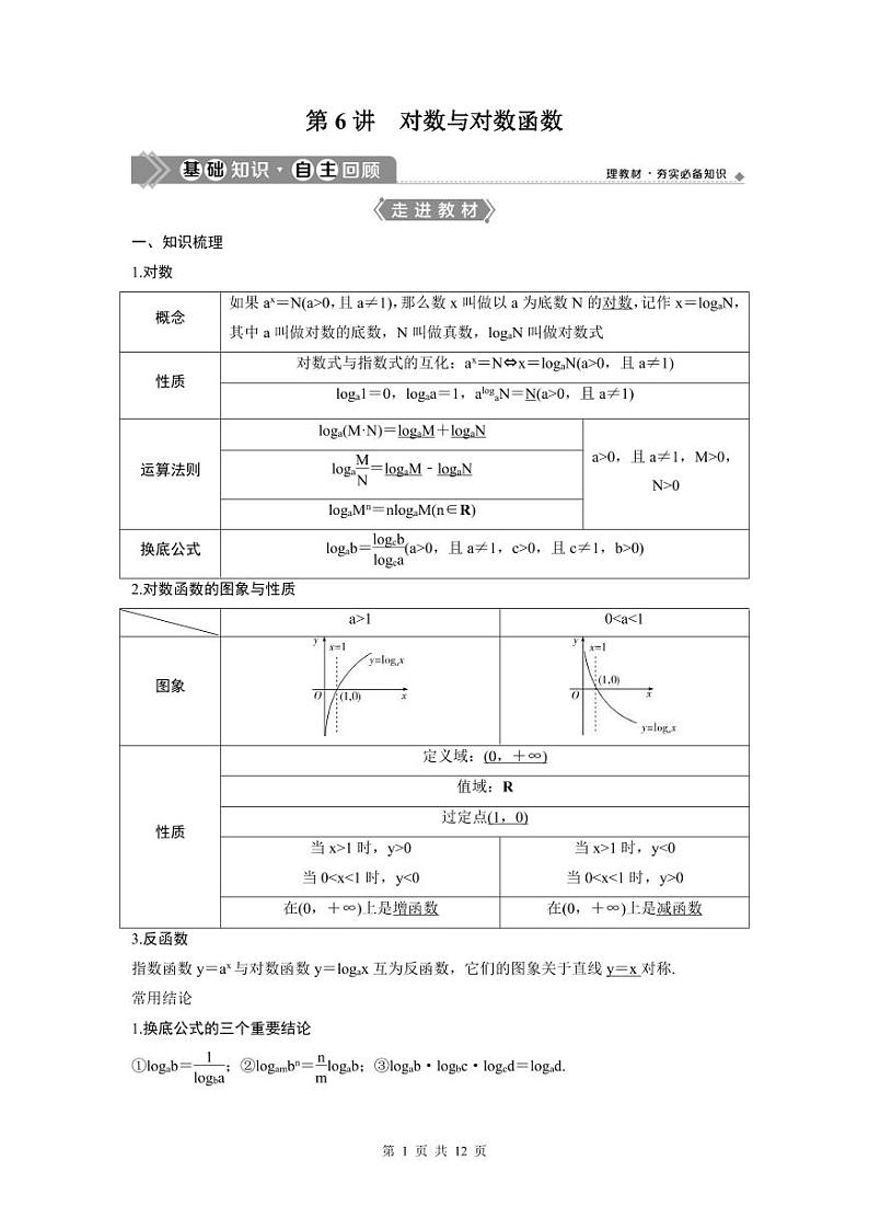 (新高考)高考数学一轮复习讲练测 第3章 第6讲 对数与对数函数 (2份打包,原卷版+教师版)01