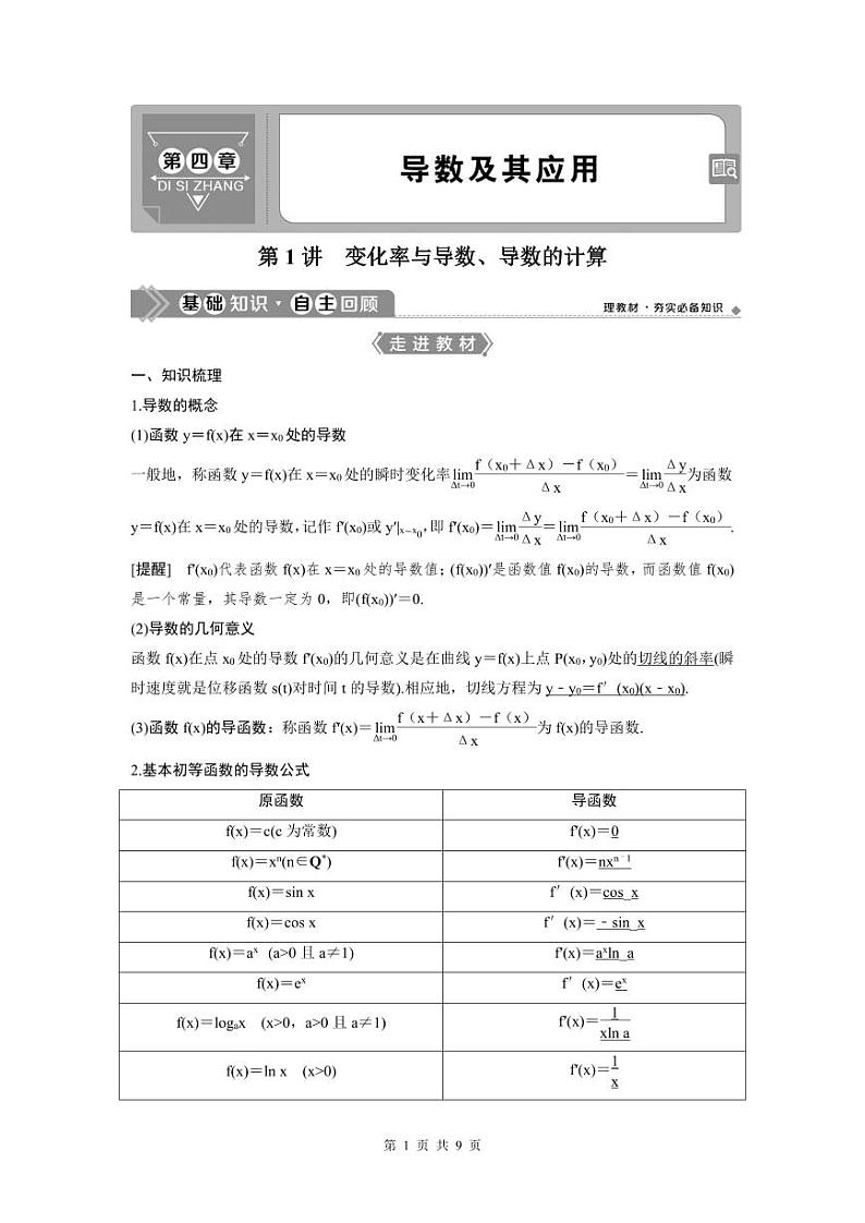 (新高考)高考数学一轮复习讲练测 第4章 第1讲 变化率与导数、导数的计算 (2份打包,原卷版+教师版)01