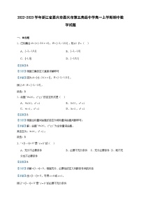 2022-2023學(xué)年浙江省嘉興市嘉興市第五高級(jí)中學(xué)高一上學(xué)期期中數(shù)學(xué)試題含答案
