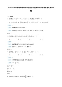 2022-2023學(xué)年海南省海南中學(xué)白沙學(xué)校高一下學(xué)期期末考試數(shù)學(xué)試題含答案