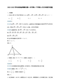 2022-2023学年河南省鹤壁市第一中学高一下学期6月月考数学试题含答案