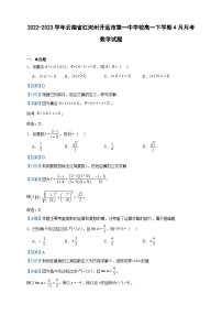 2022-2023学年云南省红河州开远市第一中学校高一下学期4月月考数学试题含答案