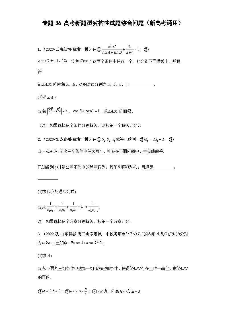 备战2024年新高考数学专题训练专题36 高考新题型劣构性试题综合问题(新高考通用)01