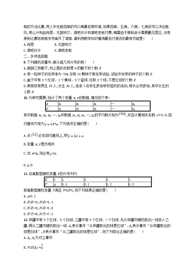 新教材2023_2024学年高中数学第4章概率与统计综合训练新人教B版选择性必修第二册第2页