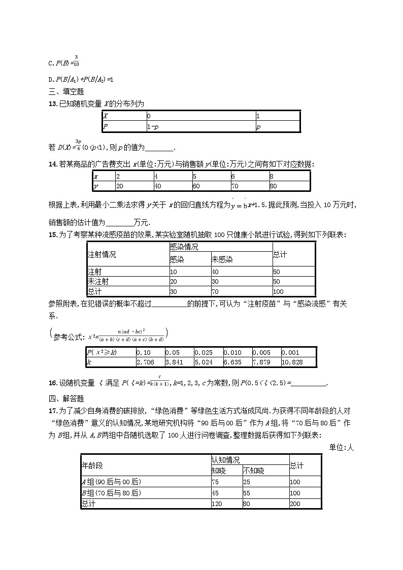 新教材2023_2024学年高中数学第4章概率与统计综合训练新人教B版选择性必修第二册第3页