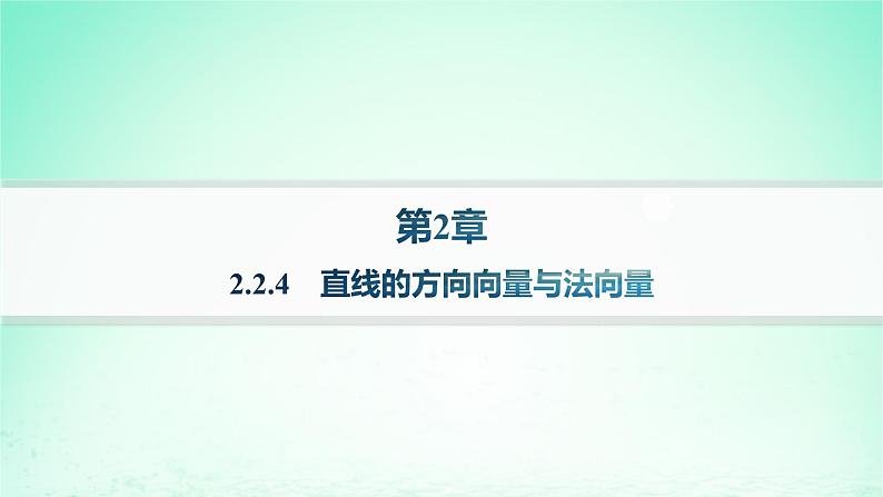 新教材2023_2024学年高中数学第2章平面解析几何初步2.2直线的方程2.2.4直线的方向向量与法向量课件湘教版选择性必修第一册第1页