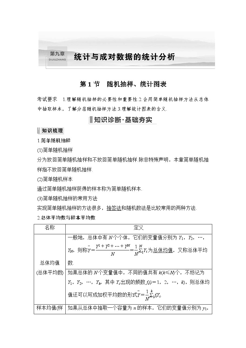 新高考数学一轮复习课时过关练习第09章 统计与成对数据的统计分析第1节 随机抽样、统计图表 (含解析)01