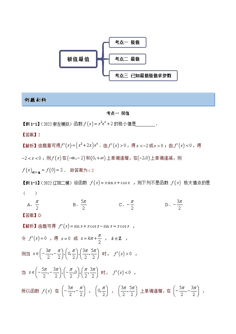 新高考数学一轮复习基础巩固9.3 利用导数求极值最值(精讲)(含解析)第2页