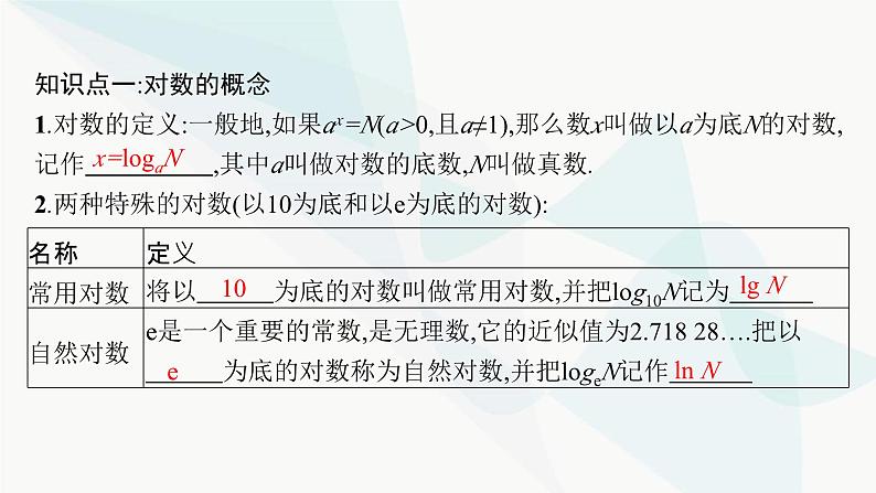 人教A版高中数学必修第一册第4章指数函数与对数函数4-3-1对数的概念课件第7页