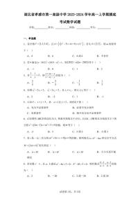 湖北省孝感市第一高级中学2023-2024学年高一上学期摸底考试数学试题