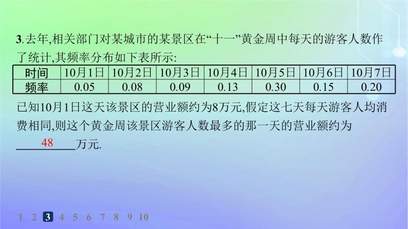 新教材2023_2024学年高中数学第6章统计3用样本估计总体分布3.1从频数到频率3.2频率分布直方图分层作业课件北师大版必修第一册05