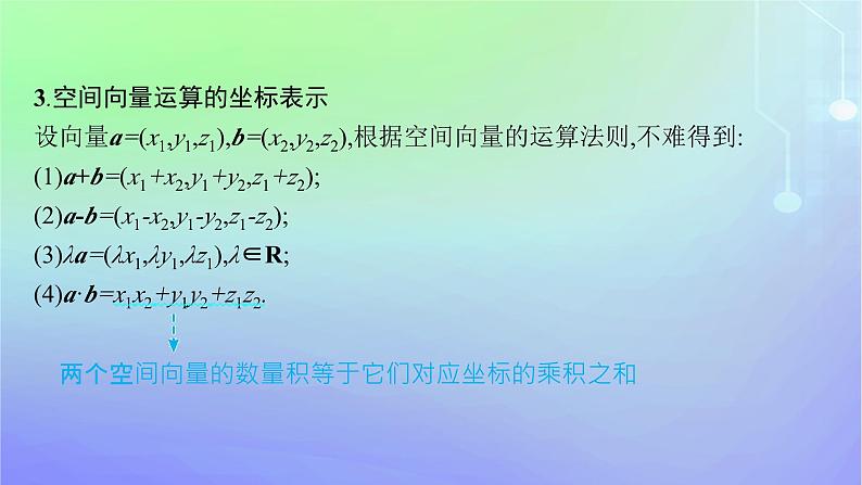 新教材2023_2024学年高中数学第三章空间向量与立体几何3空间向量基本定理及向量的直角坐标运算3.2空间向量运算的坐标表示及应用课件北师大版选择性必修第一册第7页