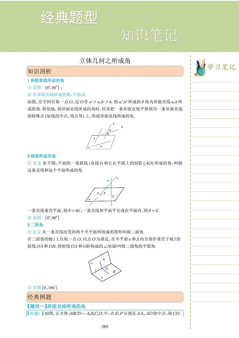 新教材高一数学上学期期末高分专项复习考点 31 立体几何之所成角(教师版)第1页
