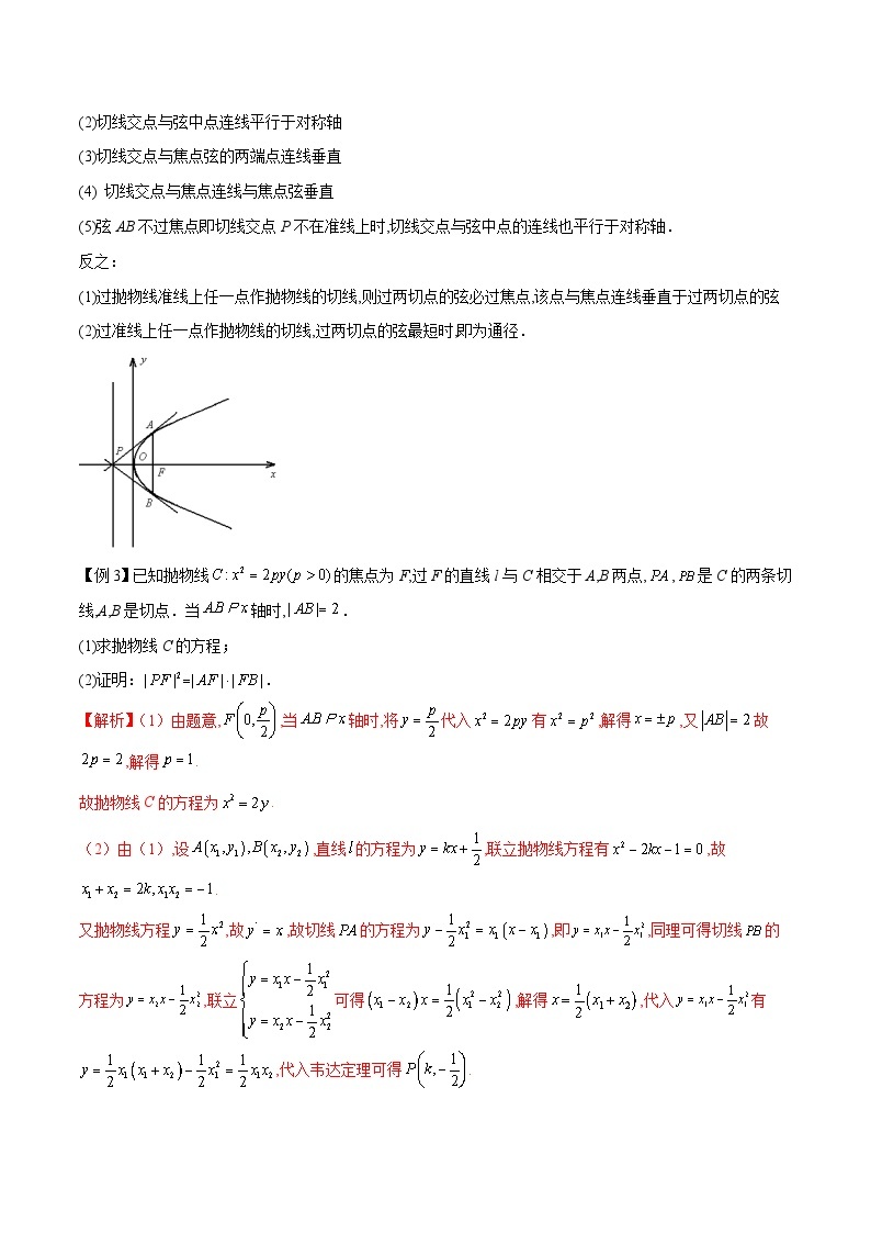 新高考数学二轮复习圆锥曲线培优专题11 抛物线中的切线问题（含解析）03