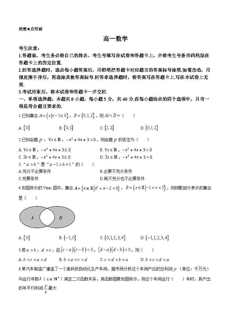 湖南省部分校2023-2024学年高一数学上学期10月联考试题(Word版附解析)第1页
