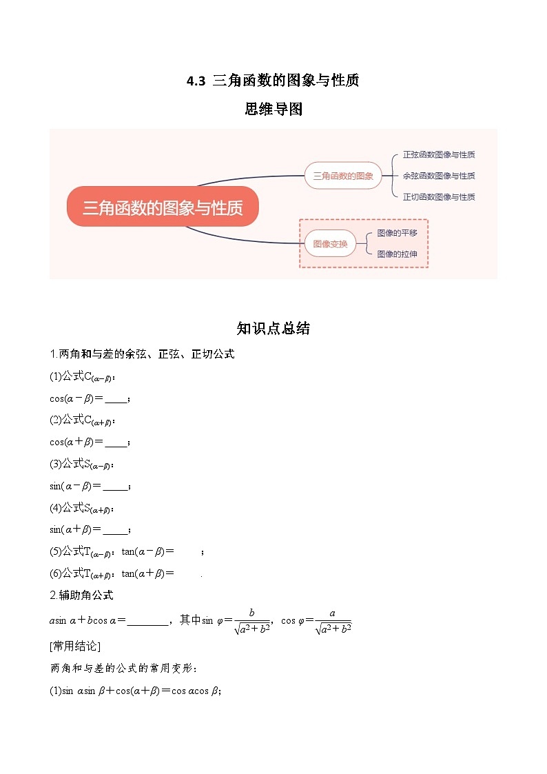 2024年高考数学第一轮复习4.3 三角函数的图象与性质(原卷版)第1页