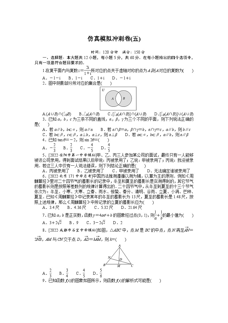 数学高考第一轮复习特训卷(文科)仿真模拟冲刺卷(五)第1页