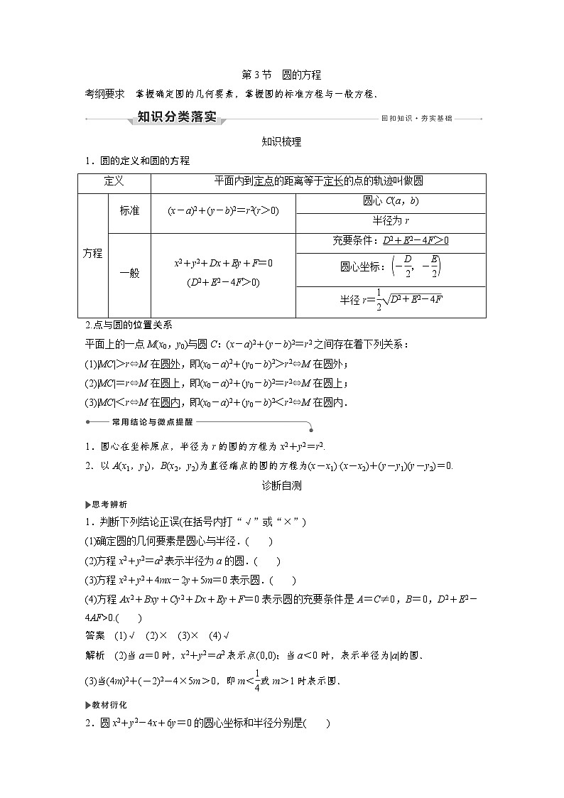 高考数学第一轮复习第3节 圆的方程第1页