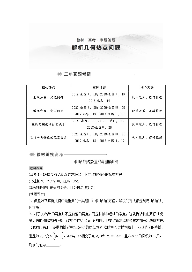 高考数学第一轮复习解析几何热点问题第1页