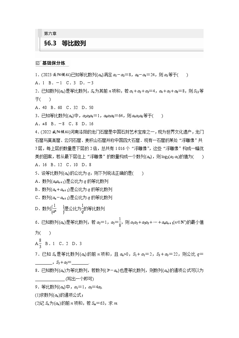 2024年数学高考大一轮复习第六章 §6.3 等比数列(附答单独案解析)第1页