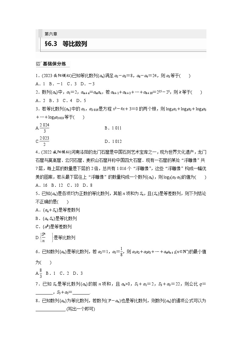 2024年数学高考大一轮复习第六章 §6.3 等比数列第1页