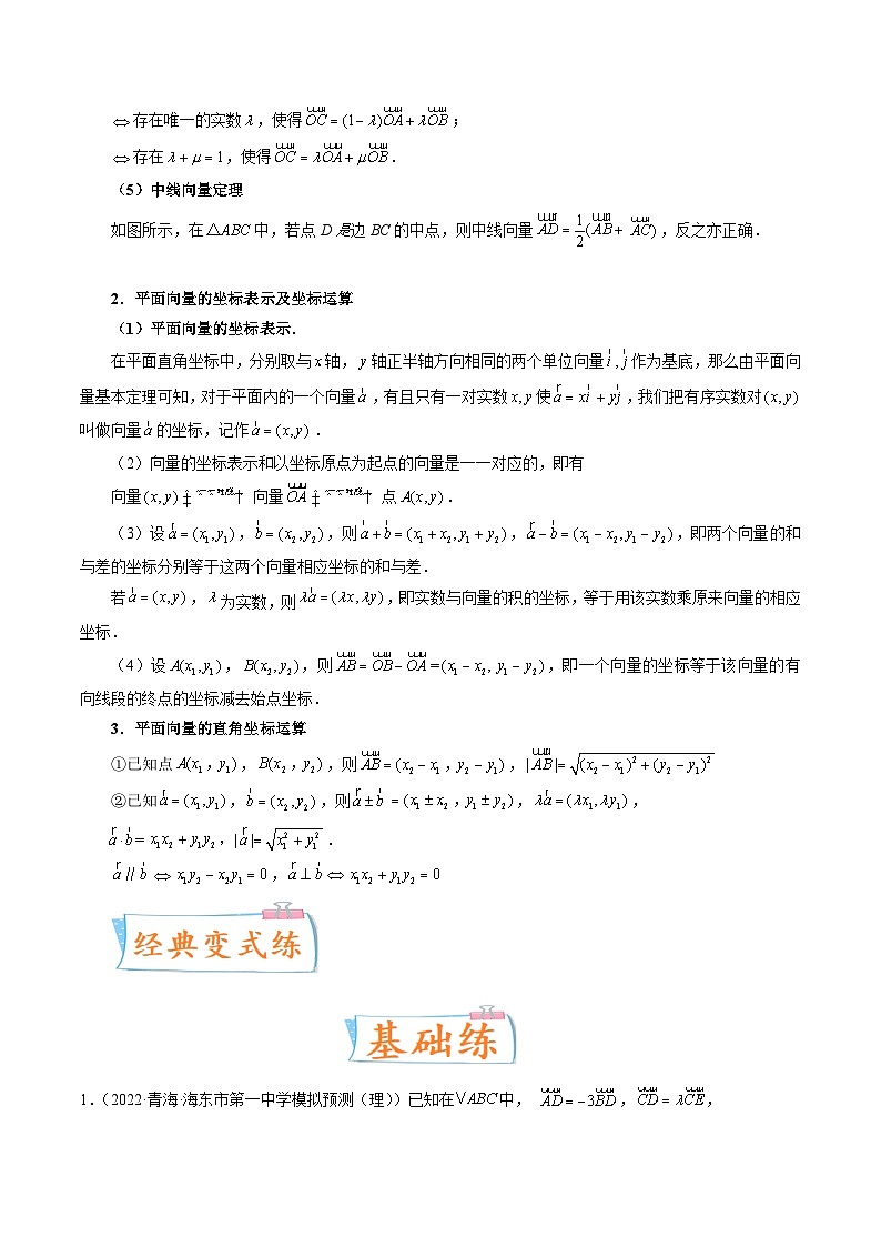 2024年高考数学第一轮复习四十三讲24 平面向量的基本定理及坐标表示(原卷附答案)第3页