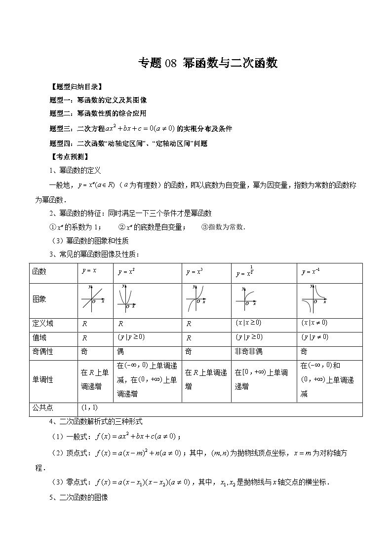 2024年高考数学第一轮复习专题08 幂函数与二次函数(解析版)第1页