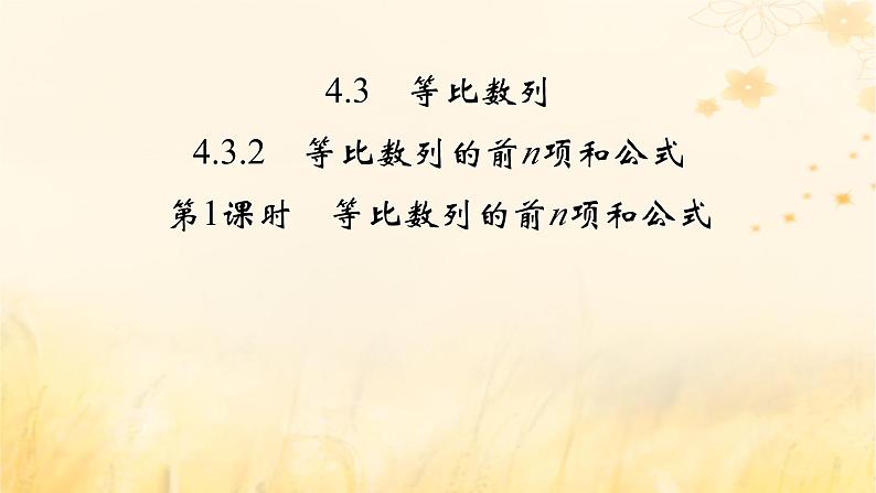 新教材适用2023_2024学年高中数学第4章数列4.3等比数列4.3.2等比数列的前n项和公式第1课时等比数列的前n项和公式课件新人教A版选择性必修第二册02