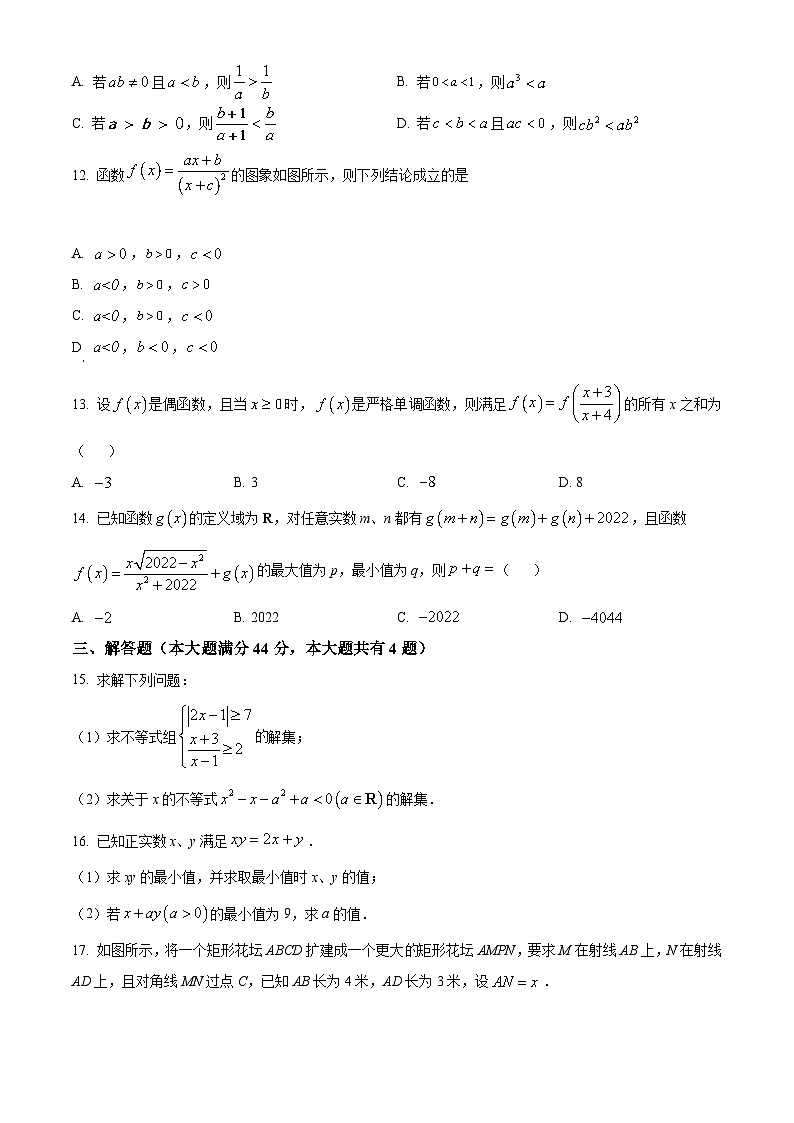 【期中真题】上海市华东师范大学第二附属中学2022-2023学年高一上学期期中数学试题(原卷版)第2页