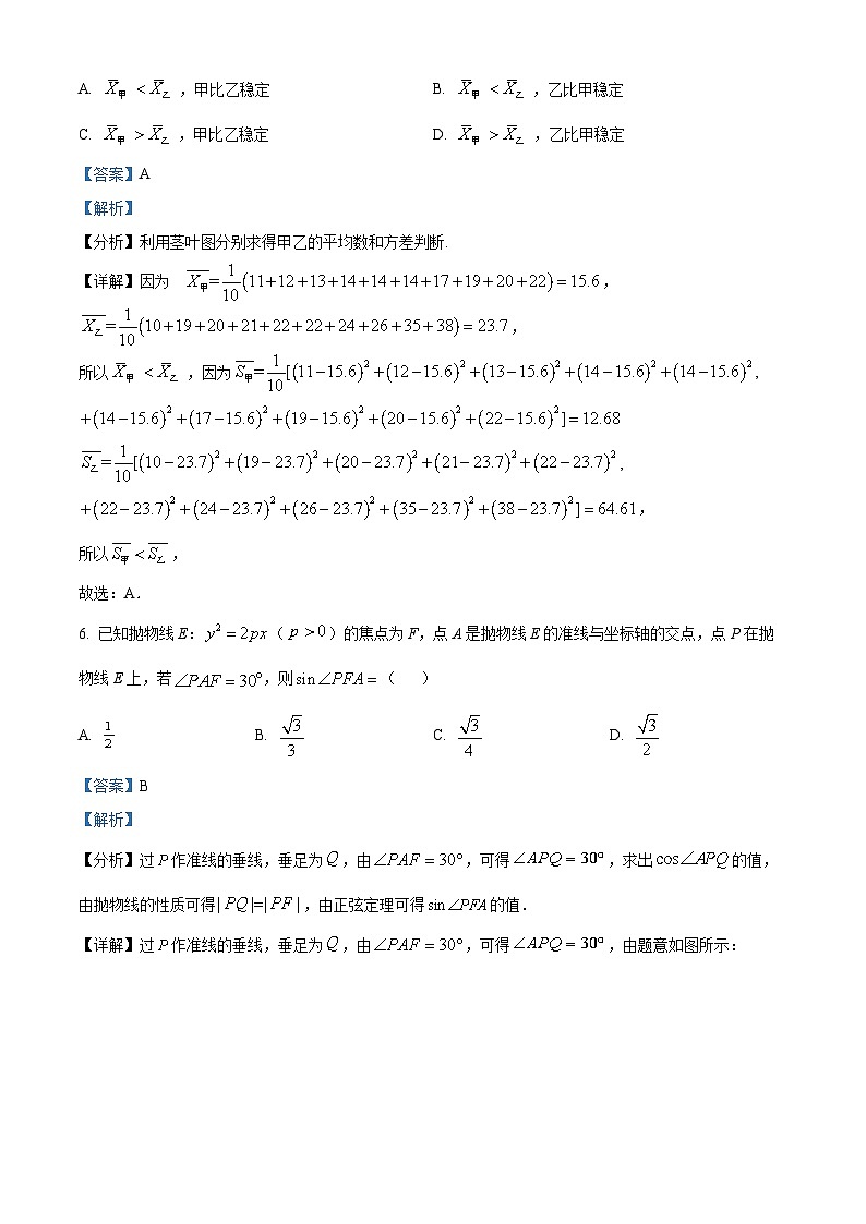 【期中真题】陕西省西安市西安高新第一中学分校2022-2023学年高三上学期期中文科数学试题.zip03
